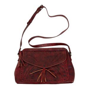 Leaders in Leather Red Tasseled Crossbody Bag | Excellent Condition